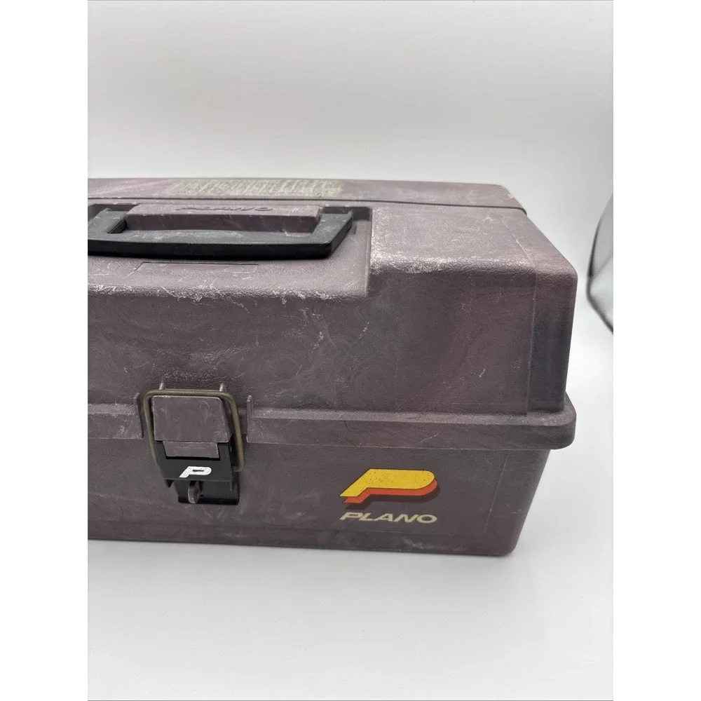 Vintage Plano Tackle Box Model 6303 3 Tier Fold Out Tray Fishing USA Brown